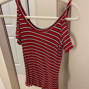 Blue, red & white top